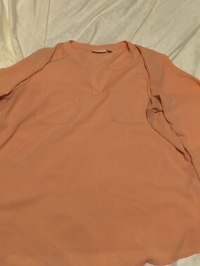 Susan Graver Peach Long Sleeve Pullover Blouse